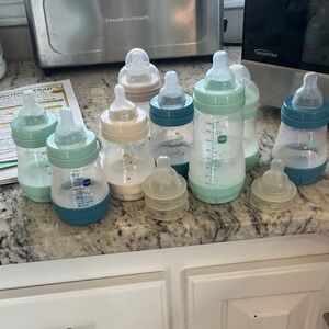 Mam Baby Bottles Set - Blue, Green, Cream